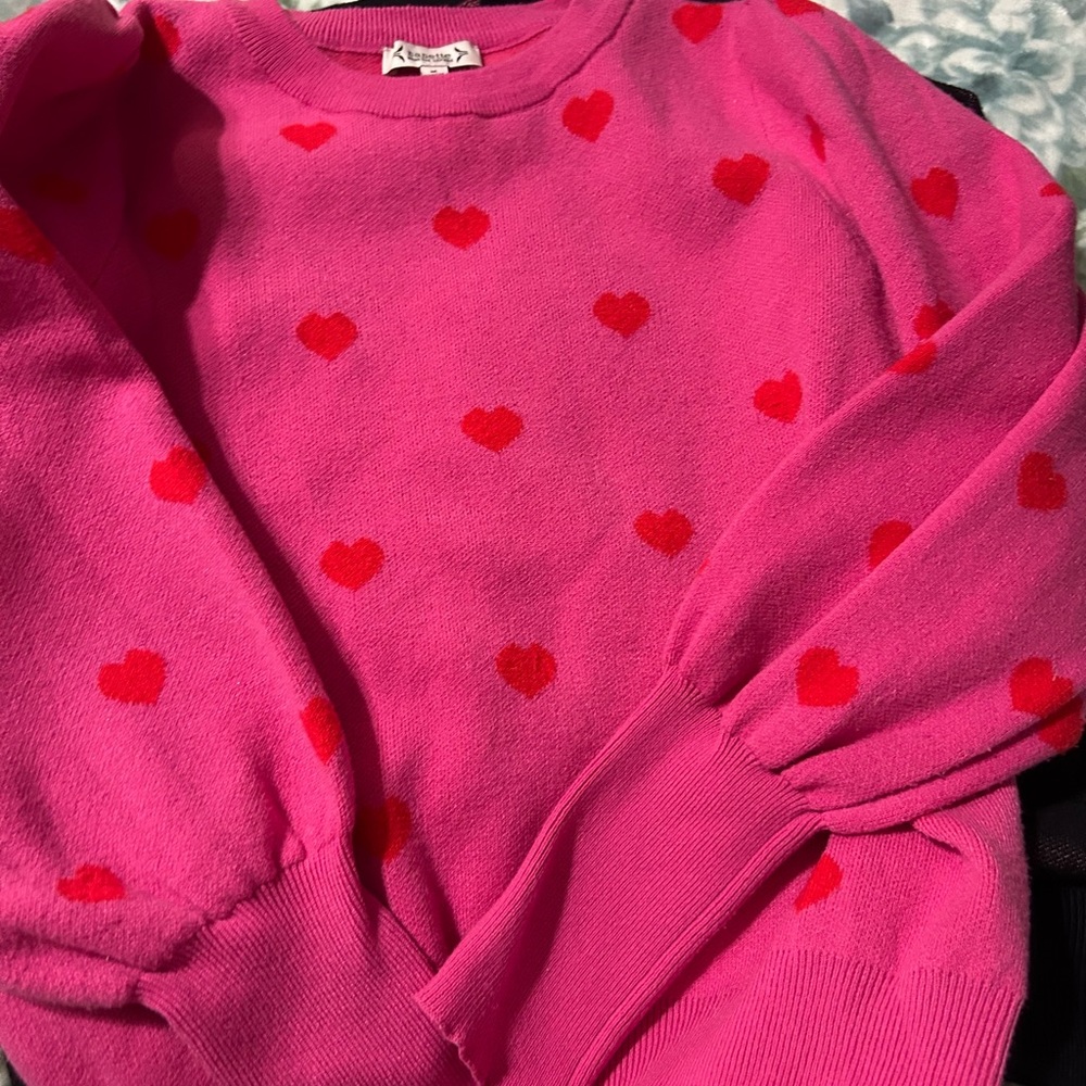 Nanette Lepore Red Heart Pattern Sweater